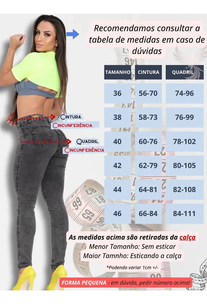 Kit 3 Calça Jeans Feminina Cintura Alta Skinny Premium