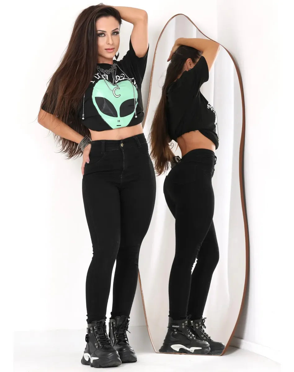 Kit 3 Calça Jeans Feminina Cintura Alta Skinny Premium