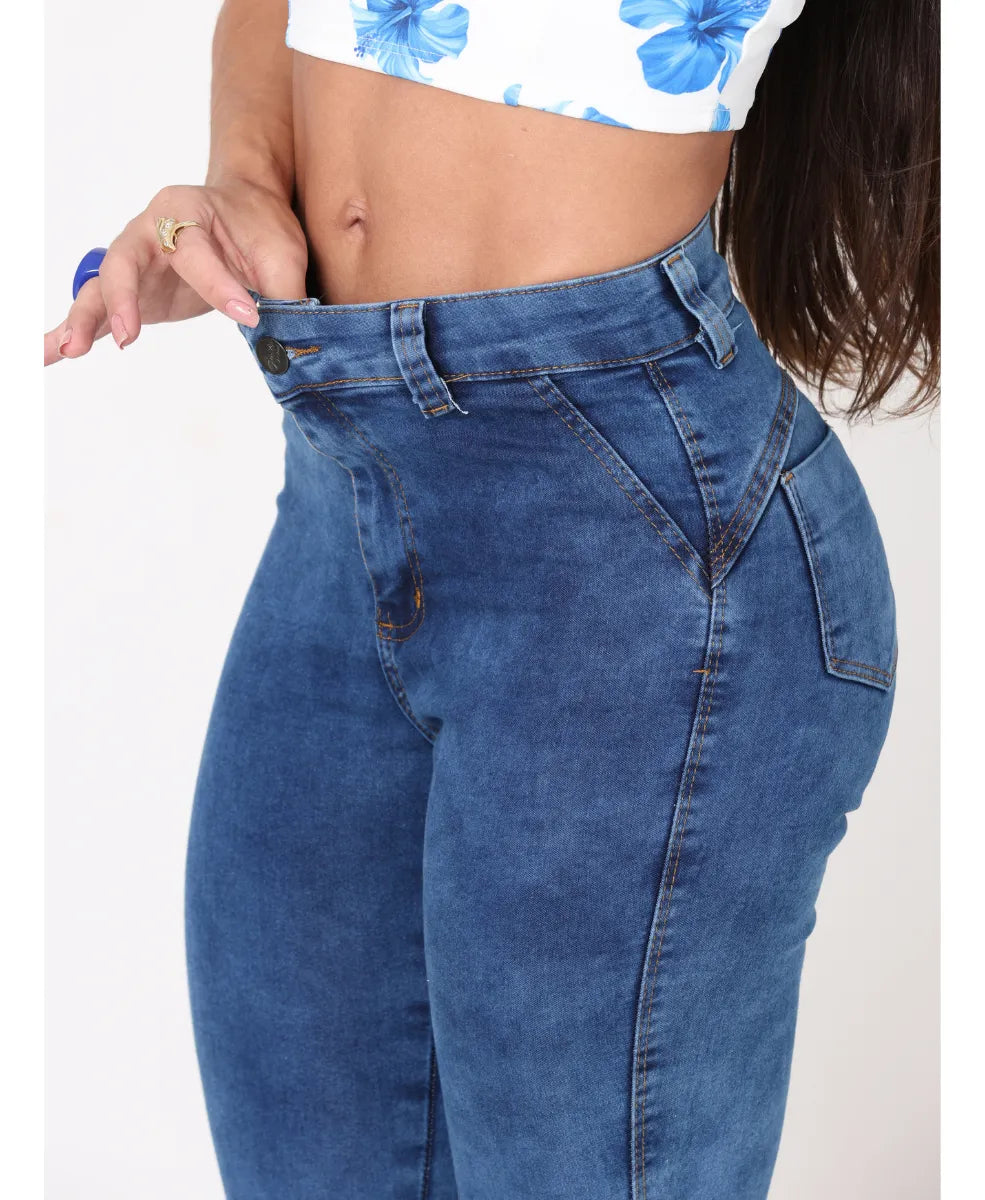 Kit 3 Calça Jeans Feminina Cintura Alta Skinny Premium