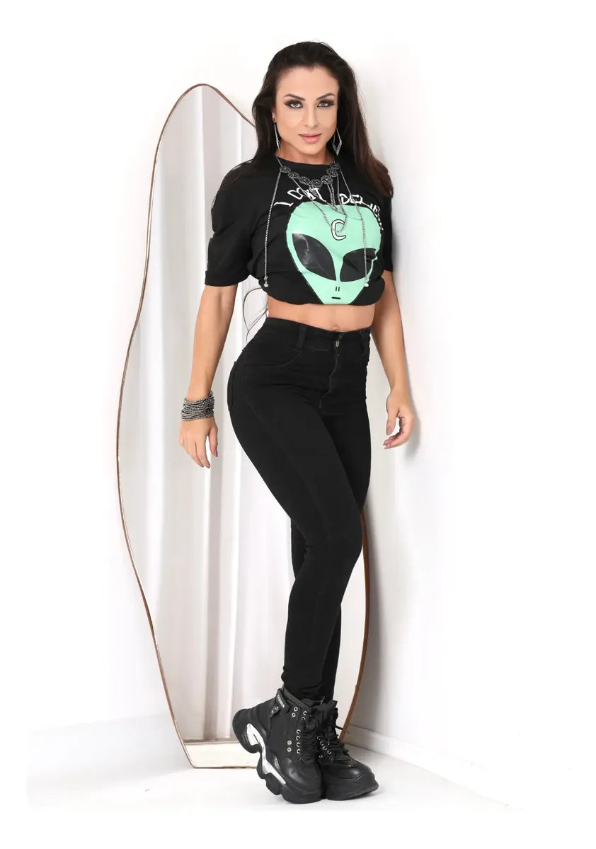 Kit 3 Calça Jeans Feminina Cintura Alta Skinny Premium
